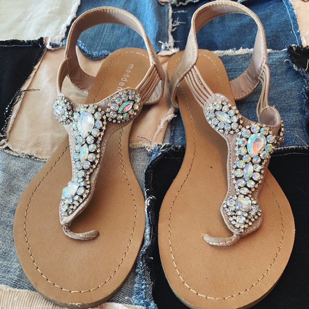 Madden Girl Rhinestone Strappy Flipflip Sandals